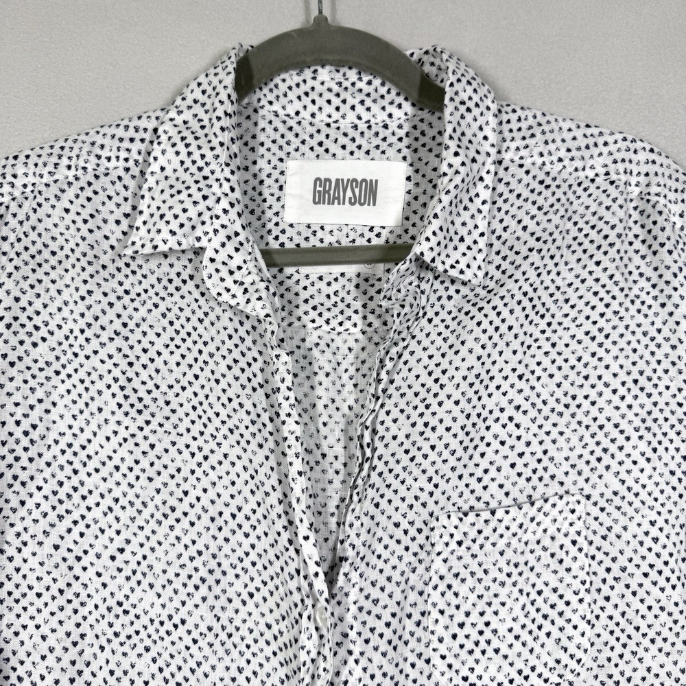 Grayson by Frank and Eileen Top Womens XL The Hero Shirt Linen Heart Print - Picture 2 of 15